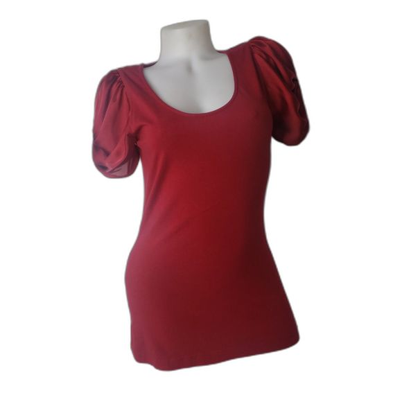 EXPRESS Maroon Red Scoop Neck Top with Satin Cut Out Shoulders Small - Picture 1 of 7
